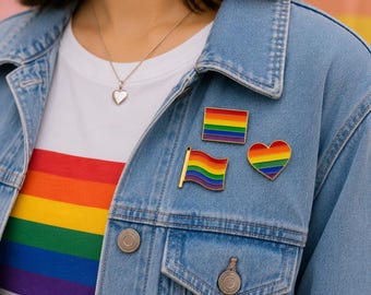 Gepersonaliseerde LGBT Pride-speldenset – 3-delige metalen pinnen – LGBT-vlag, liefde, vrede – LGBT-glazuurspelden voor Pride Month – Heavy-duty pinpakket