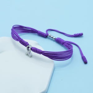 Bauchspeicheldrüsenkrebs-Bewusstseinsband, Lila Armband, Bewusstseinsarmband, Glück und Schutz Armbänder für Krieger Bild 3