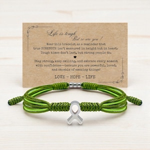 Pulsera de concienciación sobre la enfermedad de Lyme, pulsera de cinta lima por una causa, pulsera de cinta rompecabezas de concienciación, pulsera de hilo surfero