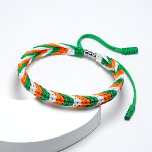 Ireland String Bracelet, Country Proud, Country Flag Color Tibetan Wrist Wrap Bracelet, Amulet and Boho Style Rope Bracelet, Luck Bracelet