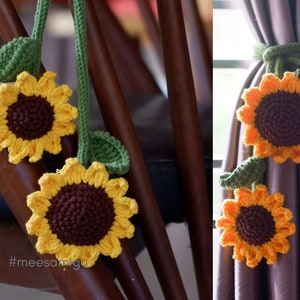 Stuning Sunflower Crochet Curtain Tieback, Finished Items, Crochet Handmade Amigurumi, Macrame Curtain Tieback for Decoration