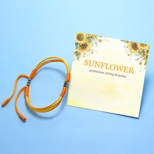 Pulsera de cuerda de letras iniciales de girasol, pulsera tibetana de suerte y protección, eslabón de corazón inspirador, regalo para la amistad