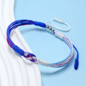 Pulseira de corda infinita para transgêneros e bissexuais, bandeira de coisas para transgêneros e bissexuais, pulseira do orgulho, amor LGBTQIA+ Orgulho, pulseira de surfista
