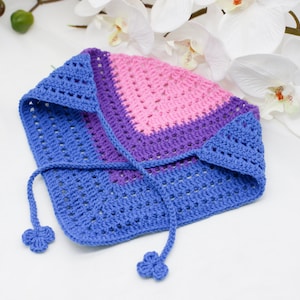 Bisexual Pride Bandana, Subtle LGBTQIA+ Gift, Gift Ideas for Them, Crochet Bandana, Rainbow Accessories