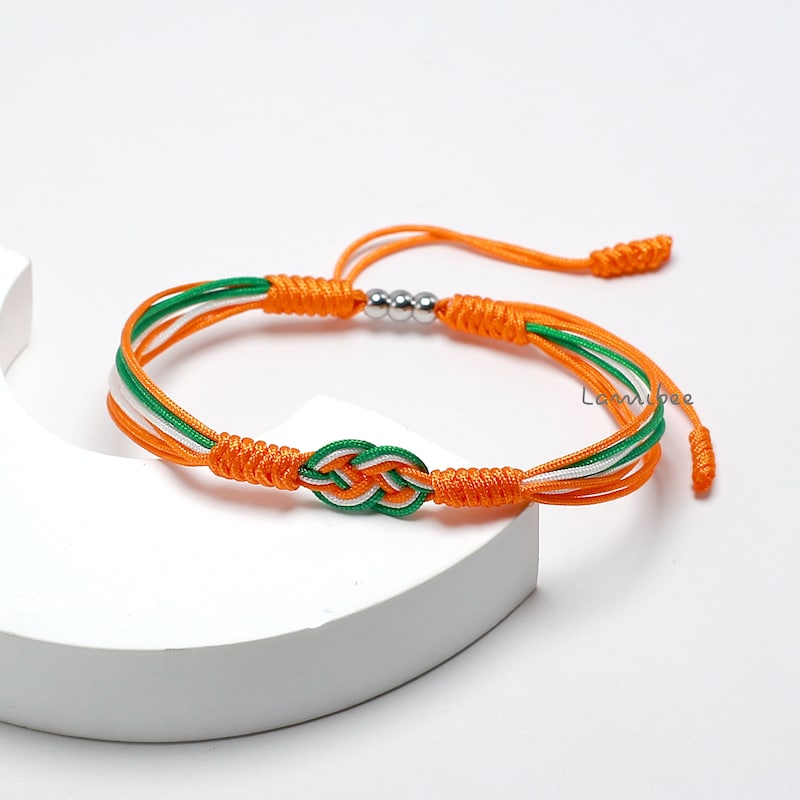 Ireland Infinity String Bracelet, Ireland Proud, Patriotic Bracelet, Country Proud Flag Color Bracelet, Luck and Protection Surfer Bracelet