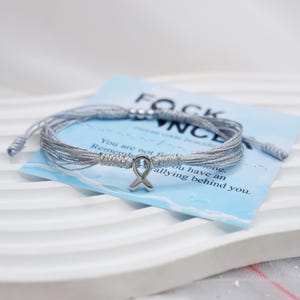 Children with Disabilities Silver Ribbon Awareness String Bracelet, Bracelet For A Cause, Awareness Bracelets