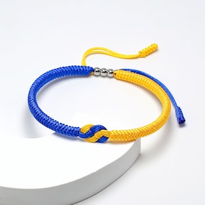 Ukraine Infinity Bracelet, Country Pride, Country Flag Color Tibetan Wrist Wrap Bracelet, Amulet and Boho Style Rope Lucky Bracelet