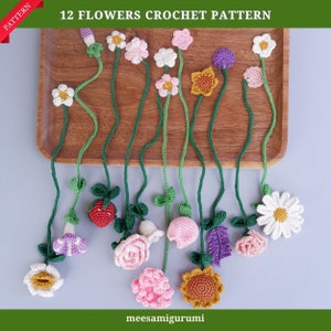 12 Crochet Flower Patterns, Beginner Friendlt, PDF Pattern Instant Download, Amigurumi Patterns for Beginners
