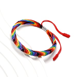 LGBTQ Pride Bracelet, Proud Love Tibetan Wrist Wrap Bracelet, LGBTQ Stuff Flag, Love LGBTQIA+ Pride, Surfer Bracelet, Boho Rope Bracelet