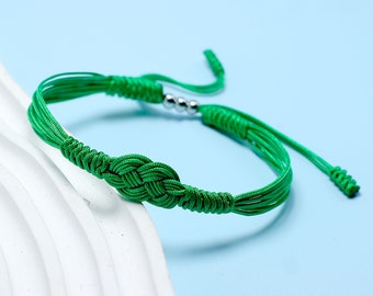 Green Shamrock Infinity Protection Bracelet,Forever Lucky and Safe Multiple Color Tibetan Bracelet,Surfer String Wrap Bracelet for Men,Women