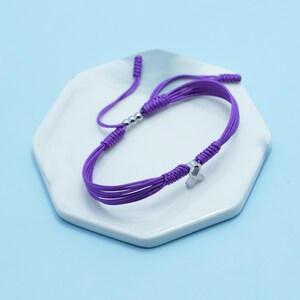 Bauchspeicheldrüsenkrebs-Bewusstseinsband, Lila Armband, Bewusstseinsarmband, Glück und Schutz Armbänder für Krieger Bild 4