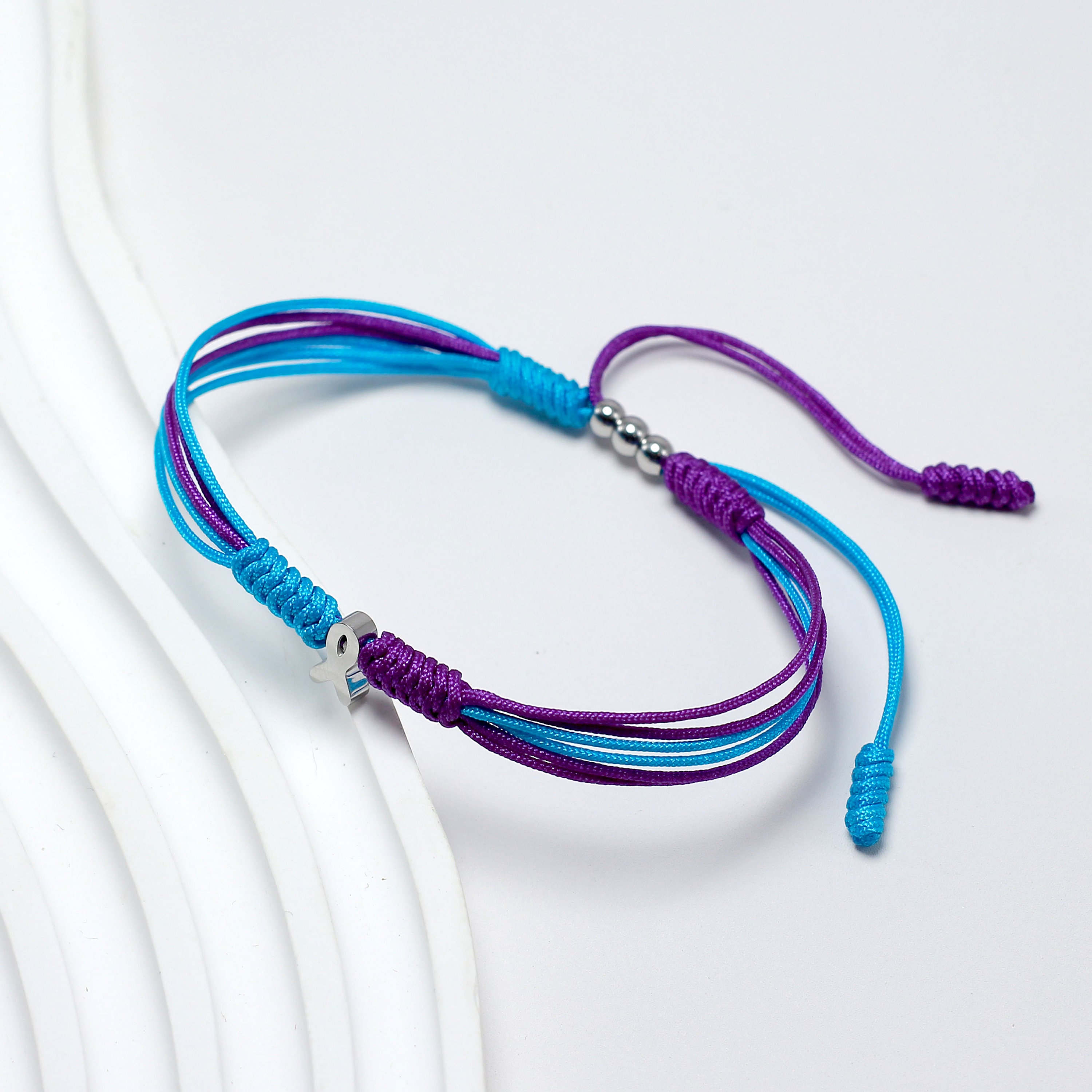 Teal and Purple Ribbon Awareness Bracelet for Suicide Prevention ...