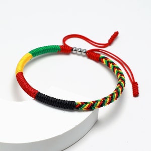Juneteenth Afrika Armband, Country Proud, Land Flagge tibetische Handgelenk Wickelarmband, Schutz und Glück Armband, Armband Boho Style