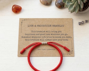 Red Lucky And Protection Bracelet, Red Hand Braided Rope Thread, Surfer Bracelet, Wrist Wrap Bracelet, String Rope Bracelet for Him Her