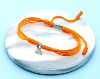 Bracelet de sensibilisation ruban orange et or, bracelet pour la leucémie et le cancer de l'enfant, cancer du rein, sclérose en plaques, cadeau de survivant