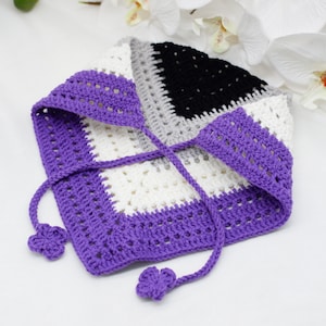 Asexual Demisexual Pride Bandana, Subtle LGBTQIA+ Gift, Gift Ideas for Them, Crochet Bandana, Rainbow Accessories