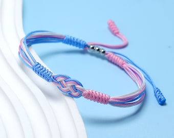 Transgender Infinity String Bracelet, Transgender Stuff Flag, Pride Bracelet, Love LGBTQIA+ Pride, Surfer Bracelet, Boho Rope Bracelet