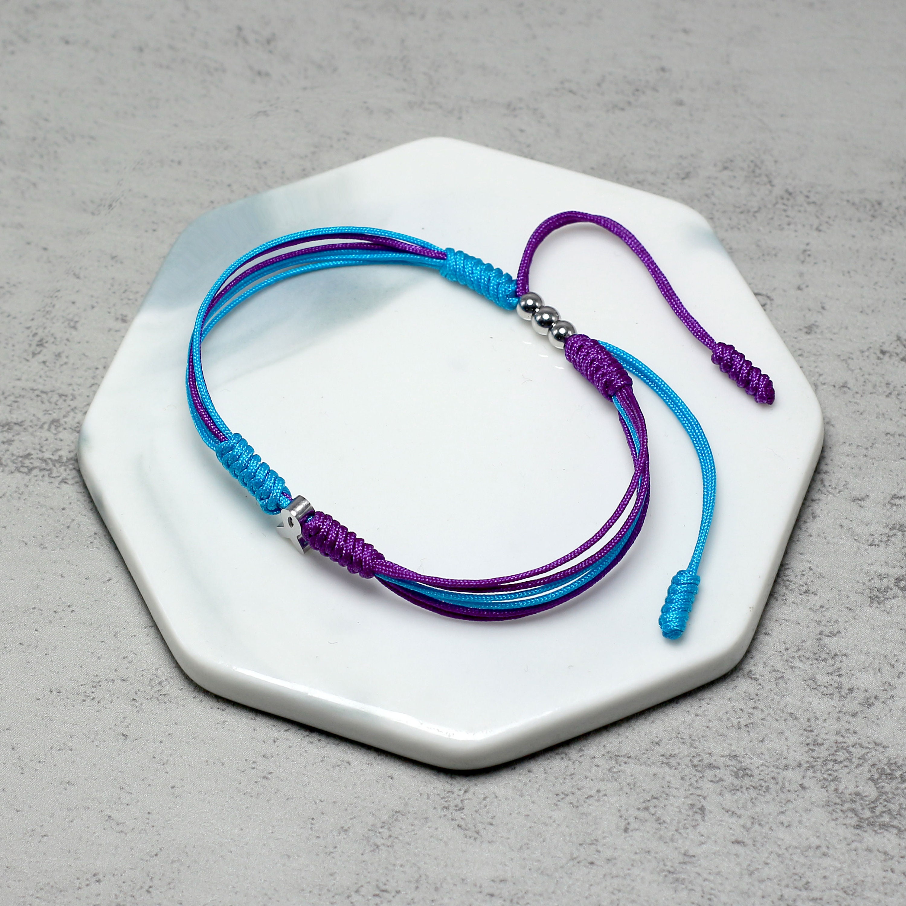 Teal and Purple Ribbon Awareness Bracelet for Suicide Prevention ...