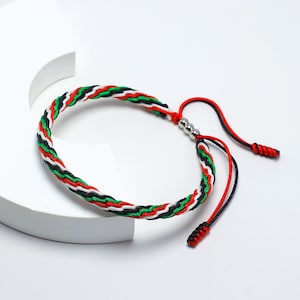 Palestine Bracelet, Country Pride, Country Flag Color Tibetan Wrist Wrap Bracelet, Boho Style Rope Bracelet, Protection and Luck Bracelet