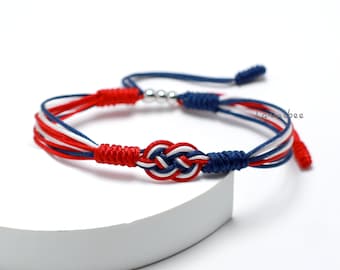 USA Infinity String Bracelet, USA Proud, Patriotic Bracelet, Country Proud Flag Bracelet, Luck and Protection Surfer Wrist Wrap Bracelet
