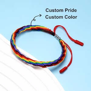 Custom Pride Bracelet, Pride Flag Bracelet for Pride Month, LGBTQA+ Proud Love Tibetan Wrist Wrap Bracelet, Amulet and Boho Bracelet Bangles