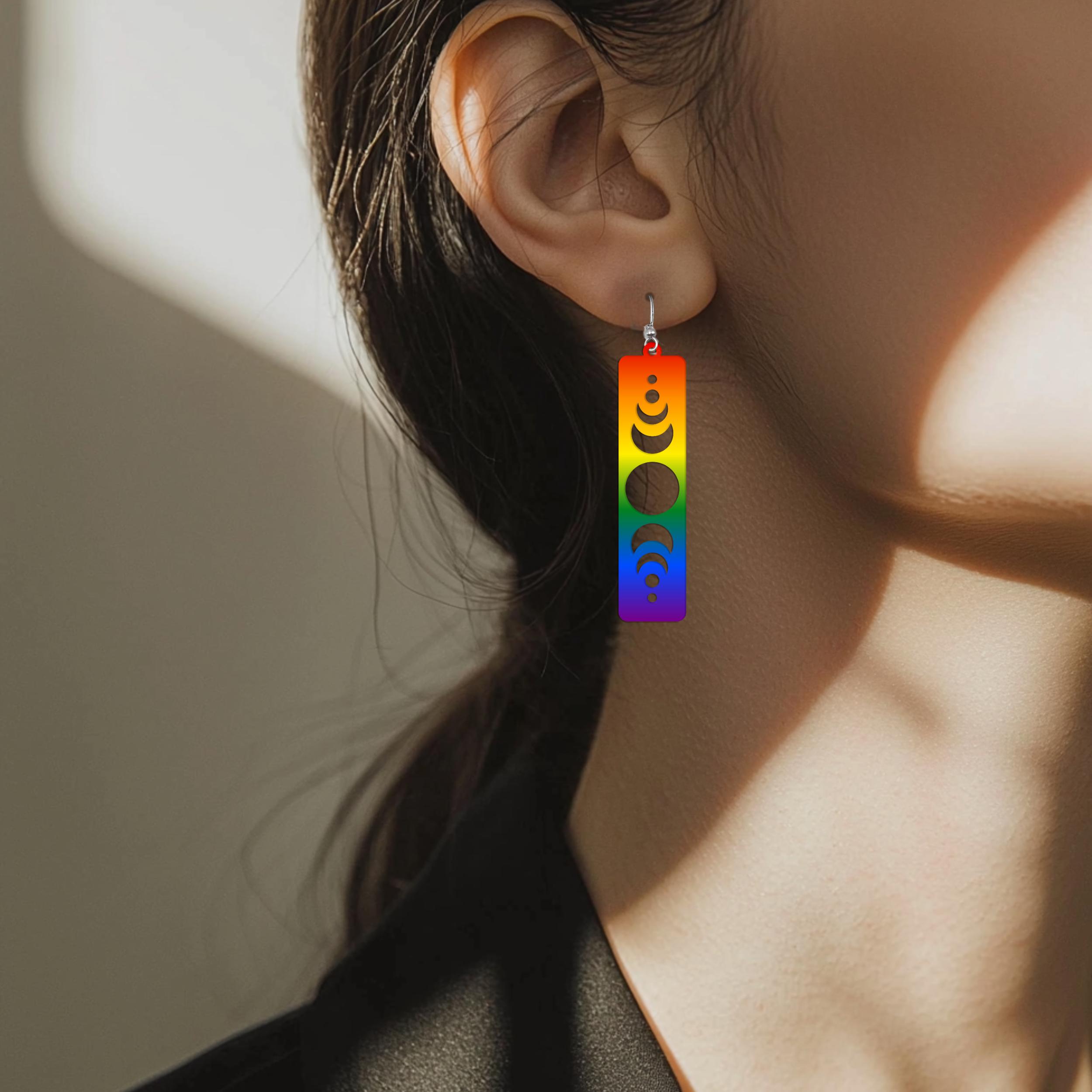 Nanafast LGBT Pride Earrings Stainless Steel Rainbow Hoop Earrings For Women Gay Lesbian Transgender Nonbinary Pansexual Bisexual Pride Earrings LGBTQ Pride Jewelry-Bi