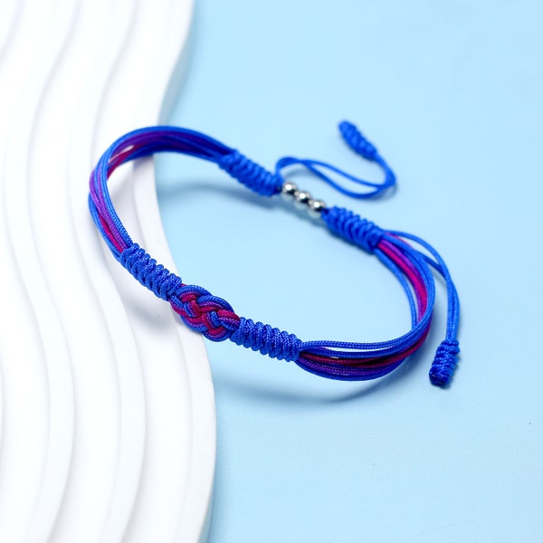 Bisexual Infinity String Bracelet, Bisexual Stuff Flag, Pride Bracelet, Love LGBTQIA+ Pride, Surfer Bracelet, Boho Rope Bracelet Bangles