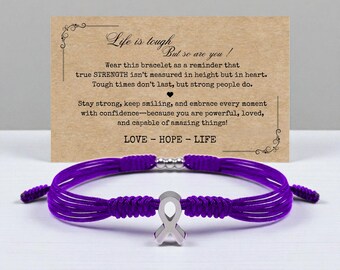 Epilepsy Awareness  Ribbon Awareness Bracelet, Purple Awareness Bracelet, Luck and Protection Bracelets for Warriors, Bracelet For A Cause