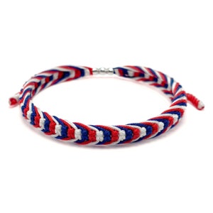 USA Coutry Code Bracelet, Country Proud, Country Flag Color Tibetan Wrist Wrap Bracelet, Amulet and Boho Style Rope Bracelet, Luck Bracelet