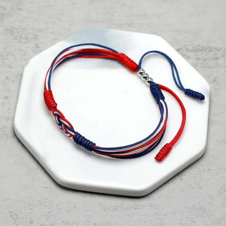 USA Flag Bracelet – Handmade American Pride Jewelry For Women & Men, Adjustable Rope Bracelet - View #3