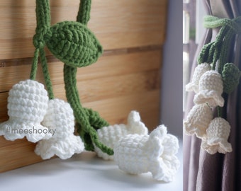 PDF Download Lily Of the Valley Crochet Curtain Tieback, Crochet Handmade Amigurumi, Macrame Curtain Tieback for Decoration