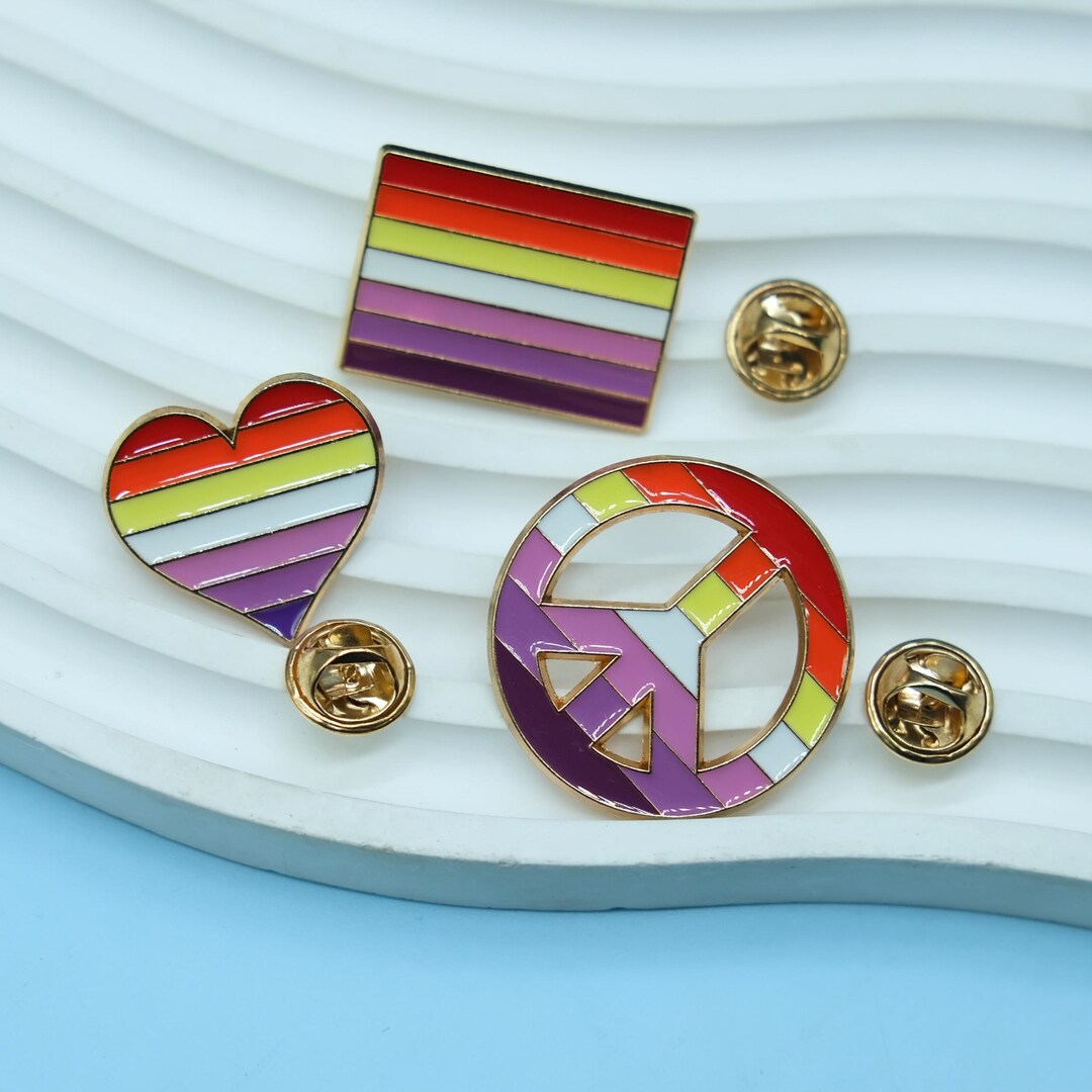 Lesbian Pride Pin Set – 3pcs Metal Pins for Pride Month – Pride Flag ...