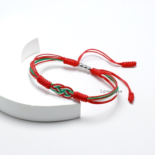Iran Infinity String Armband, Iran Trots, Patriottische Armband, Land Trotse Vlag Armband, Geluk en Bescherming Surfer Pols Wrap Armband