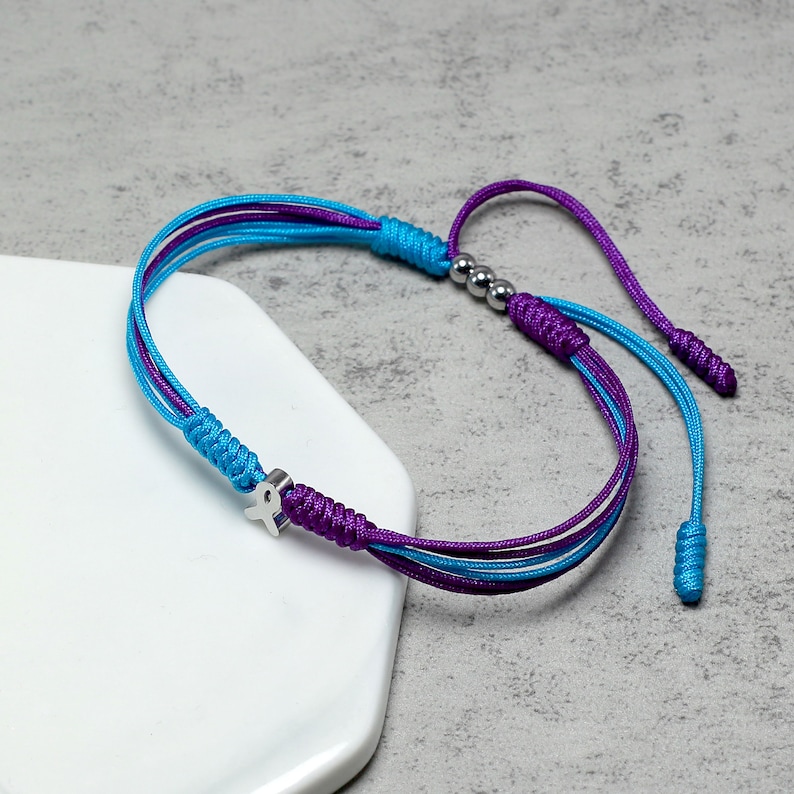 Teal and Purple Ribbon Awareness Bracelet for Suicide Prevention ...