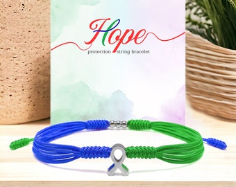 Anal Cancer Awareness Bracelet, String Bracelets, Surfer String Bracelets, Blue And Green Awareness Bracelet