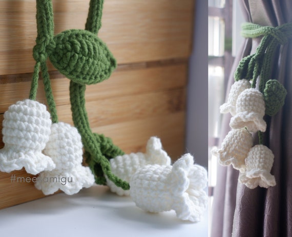 Lily Of the Valley Crochet Curtain Tieback, Finished Items, Crochet Handmade Amigurumi, Macrame Curtain Tieback for Decoration