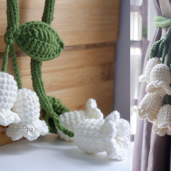 Lily Of the Valley Crochet Curtain Tieback, Finished Items, Crochet Handmade Amigurumi, Macrame Curtain Tieback for Decoration