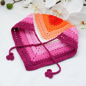 Lesbian Pride Bandana, Subtle LGBTQIA+ Gift, Gift Ideas for Them, Crochet Bandana, Rainbow Accessories