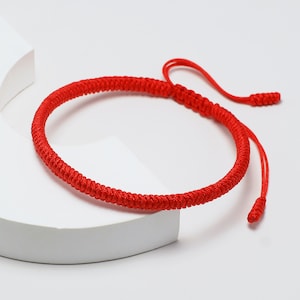 Red Lucky And Protection Bracelet, Red Hand Braided Rope Thread, Surfer Bracelet, Wrist Wrap Bracelet, String Rope Bracelet for Him Her