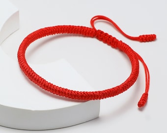 Red Lucky And Protection Bracelet, Red Hand Braided Rope Thread, Surfer Bracelet, Wrist Wrap Bracelet, String Rope Bracelet for Him Her