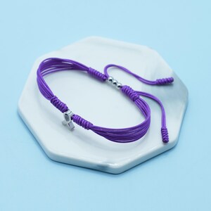 Bauchspeicheldrüsenkrebs-Bewusstseinsband, Lila Armband, Bewusstseinsarmband, Glück und Schutz Armbänder für Krieger Bild 5