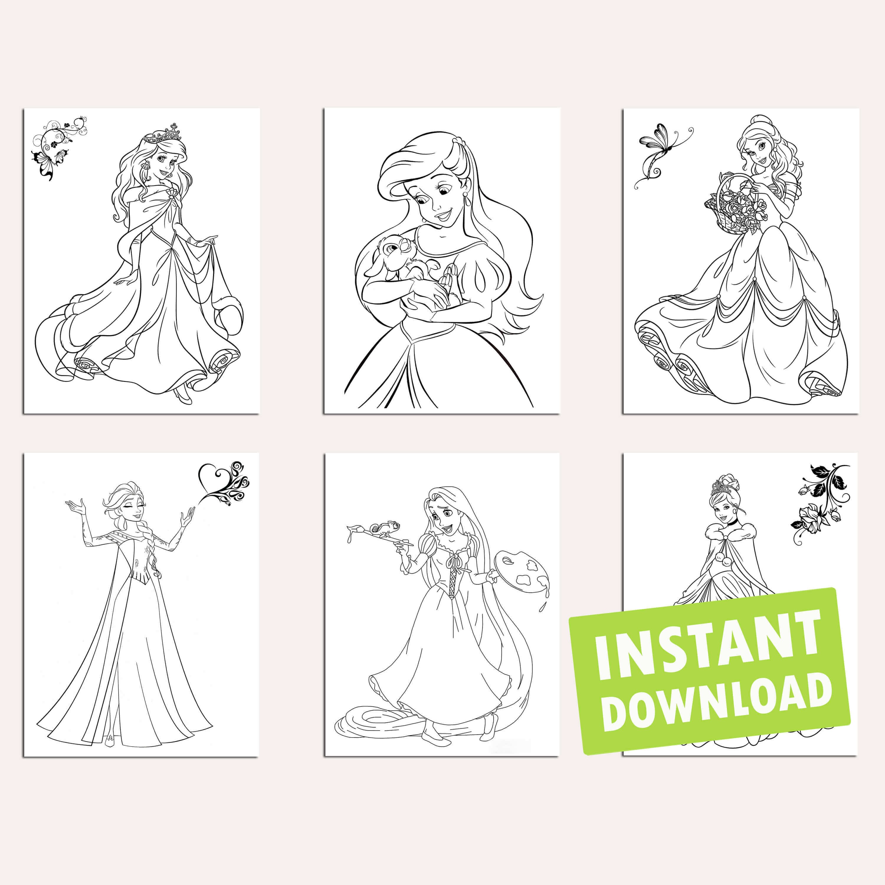 71 Princess Coloring Pages For Kids Best gift for girls Best | Etsy