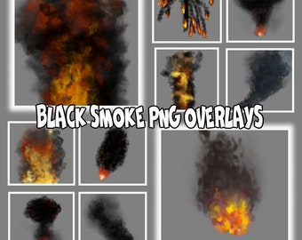 Black Smoke Photoshop Overlays, PNG Transparent Background Smoke Overlays, Fire Overlays, Fire and Smoke Overlays, Photoshop Overlays