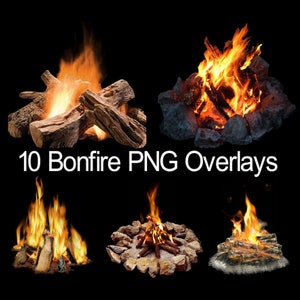 10 Bonfire Photoshop Overlays, Campfire, Bonfire, Fire, Camping, Flame, Firewood, Landscape, Scenery, Digital Download, Instant Download,PNG