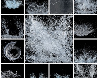 Water Splash Photoshop Overlays, Water Splash Overlays, Water Drop Overlays, Photoshop Overlays, Splash Overlays, PNG Overlays, Digital