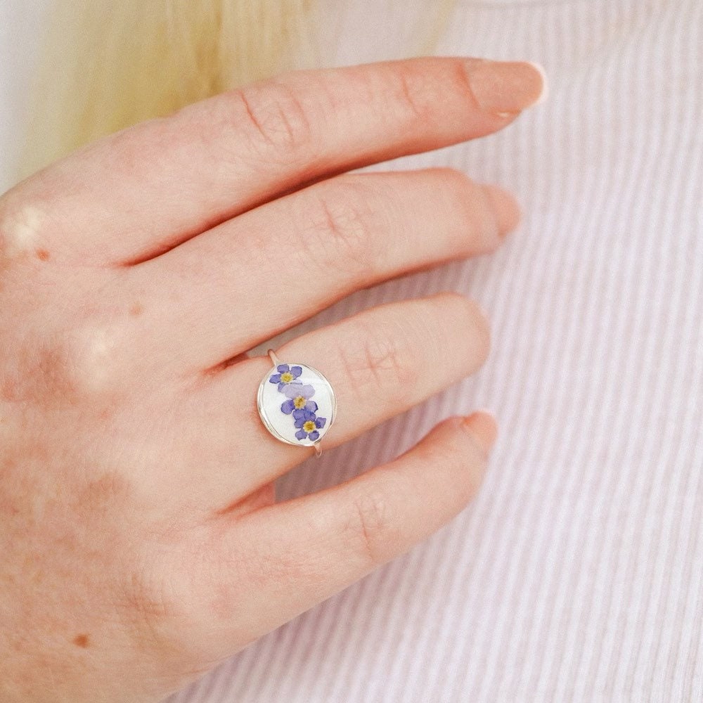 Blue Flower Ring Statement Jewellery Sterling Etsy UK