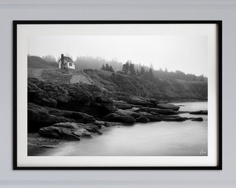 Quebec Photography Print, Black and White Art Prints, Fog and Mist Wall Art, Living Room Wall Decor, Landscape Fine Art Photo, Home Gifts