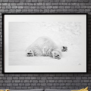 Polar Bear Print, Winter Photography, Polar Bear Wall Art, Wild Animal Wall Decor, Polar Bear Poster, Accent Wall Art, Minimalist Wall Art