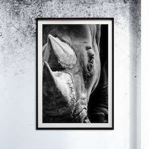 Wildlife Prints Animal Wall Art - Living Room Decoration - Minimalist Photography Home Décor - Africa Gifts - Rhinoceros Modern Wall Decor