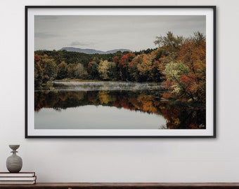 Autumn Landscape Nature Photography Print, Rustic Home Decor, Lake House Wall Decor, Colorful Forest Wall Art, Lodge Wall Decor, Fall Trees